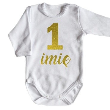 Body długi rękaw "ROCZEK z imieniem" złoty napis Moocha biały