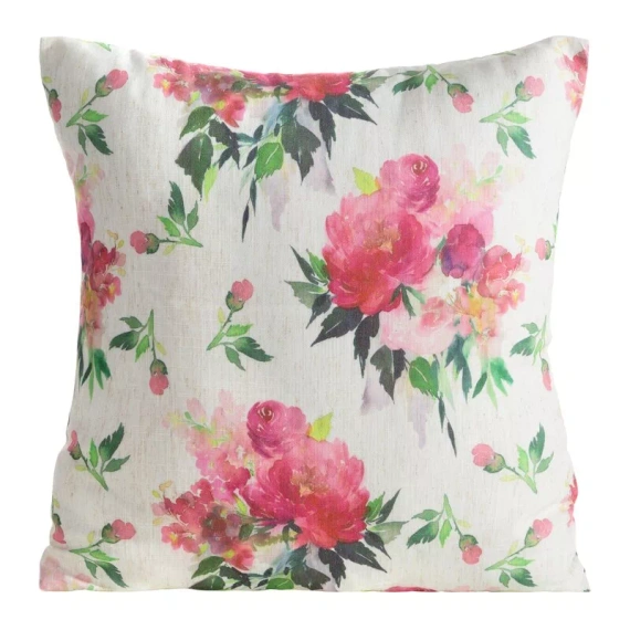 Eurofirany Wiosna 66– poszewka wielkanocna dekoracyjna zielona różowa kwiaty