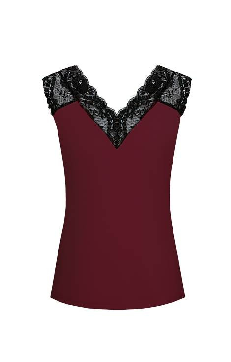 Margot Mix&Match Koszulka Piżamowa Koronka Nipplex - burgund