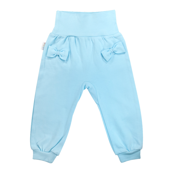 SKB007 Basic Spodnie dziewczęce z kokardkami Mamatti - turkusowy
