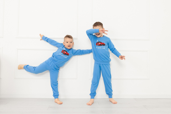 Piżama chłopięca Gordo – bawełna, długi rękaw i spodnie ze ściągaczami Italian Fashion - niebieski 