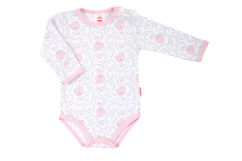 03238DR "Pink Bears" Body niemowlęce z długim rękawem Makoma
