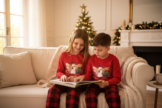 594/185 592/185 Winter Piżama dziewczęca Cornette – świąteczna, czerwona, bawełna