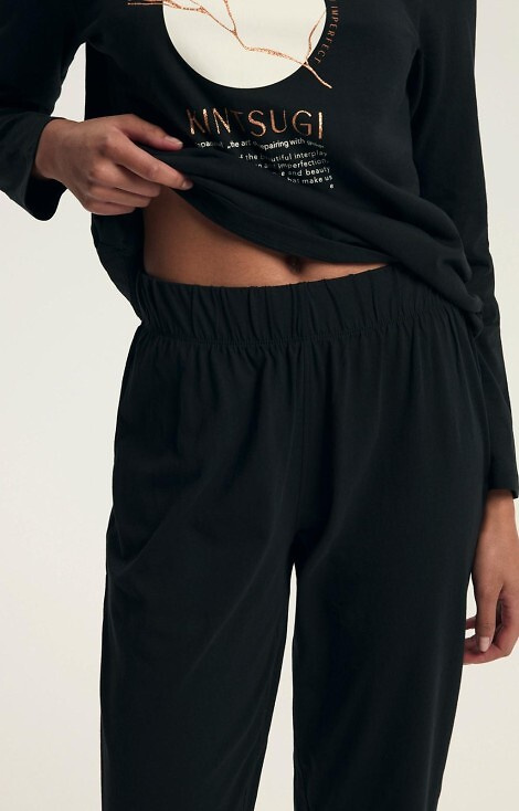 43727 Dairoku Piżama damska Henderson  czarna – bawełna, dł. rękaw i spodnie