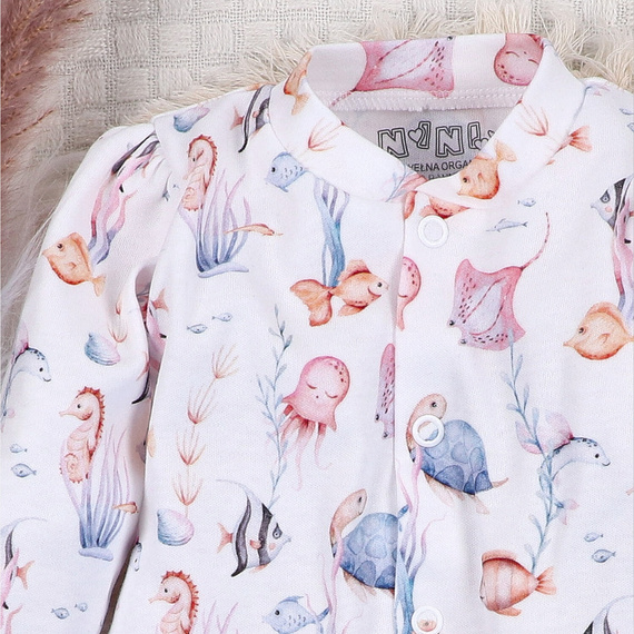 ABN-5482 Underwater World Kaftanik niemowlęcy Nini – bawełna organiczna, wygodne napy