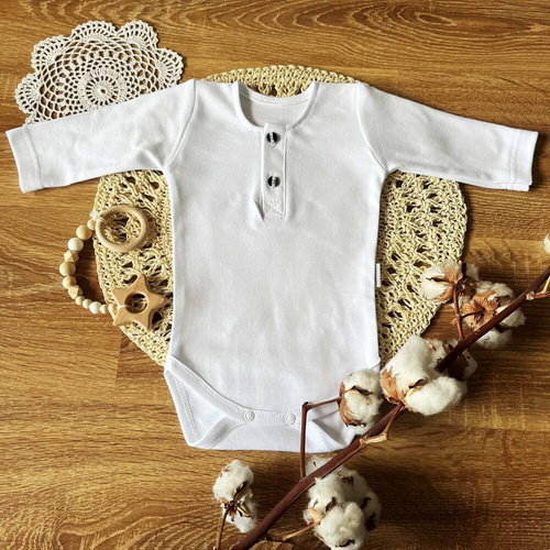 BP002 Body polo z długim rękawem Mamatti - biały