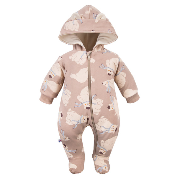Beary Cool Kombinezon dresowy Eevi – beżowy, bawełna, uszka, zamek