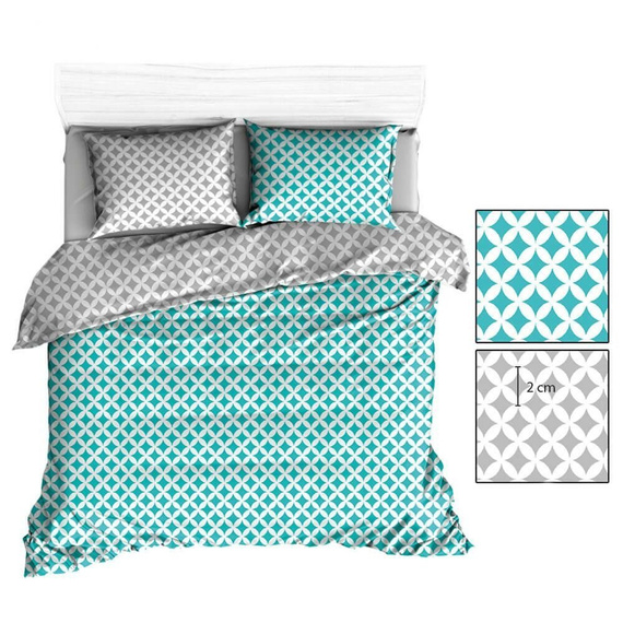 R141 Pościel bawełniana maroko Karo szary-biały