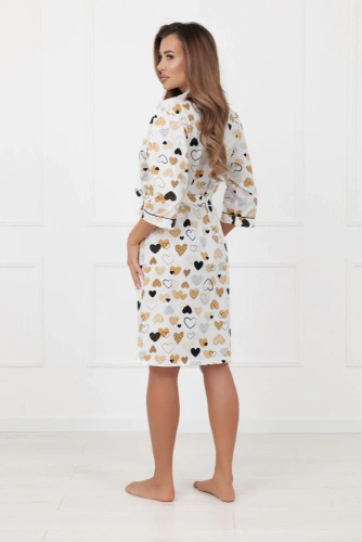 Szlafrok damski Soreno Italian Fashion – bawełna, rękaw 3/4, wiązany