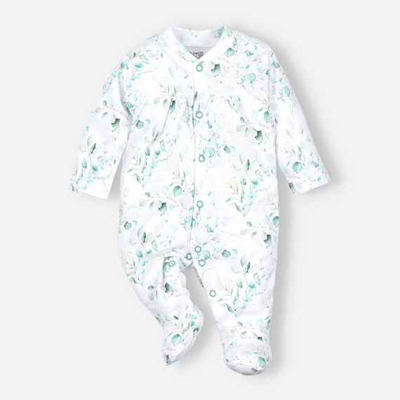 ABN-3480/GAŁ Aromatyczne listki Pajacyk z bawełny organicznej Nini druk