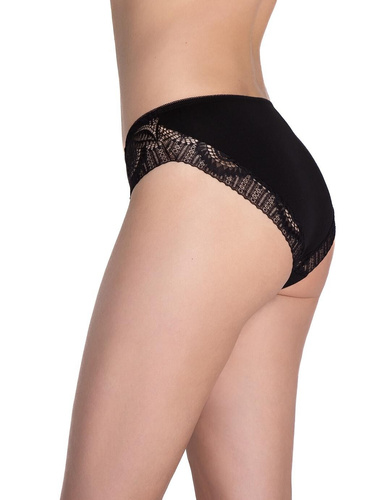 Figi Lama L-1588 BI czarne/beżowe– bawełniane bikini z koronką, pakowane po 2 sztuki