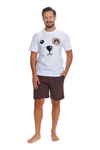 Doctor Nap 7410 Piżama męska 100% bawełna z szortami- brownie