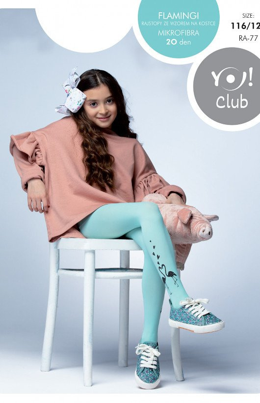  RA-77 Flamingi Rajstopy dziecięce 40 den YO! miętowy 