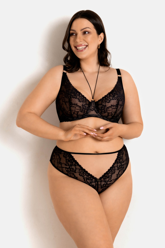 19235 Magic Figi brazyliany Mediolano – koronkowe, cielisty tiul, złoty akcent