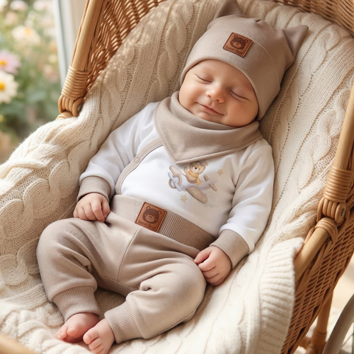 ABK-0045 Sky Journey Komplet niemowlęcy z bawełny organicznej Nini