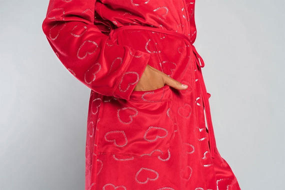 Eliksir Szlafrok damski z kieszeniami Italian Fashion - czerwony/druk 