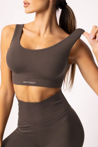 Biustonosz sportowy SPAIO Flex 2.0 seamless czekoladowy– stabilne wsparcie i komfort