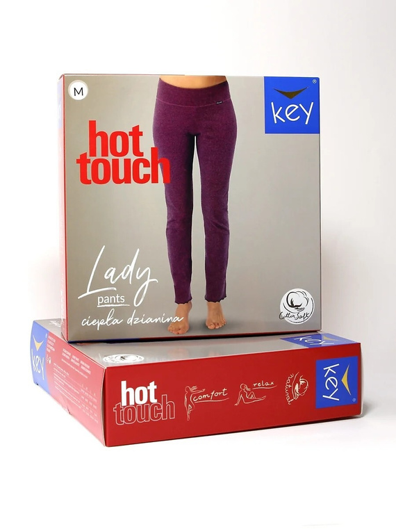 KEY Hot Touch LHE 729 5 czarne ciepłe spodnie damskie 95% bawełny proste nogawki
