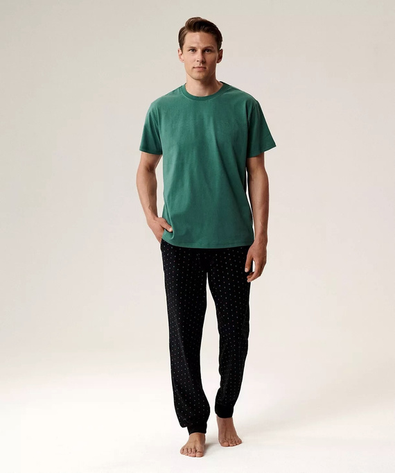 Piżama męska NMP-388 Atlantic zielona– bawełna, krótki rękaw