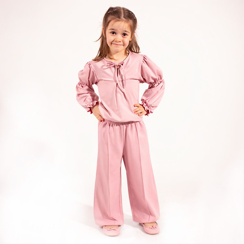 Bluzka dziewczęca Nicol 220140 różowa bawełna elegancka kokarda