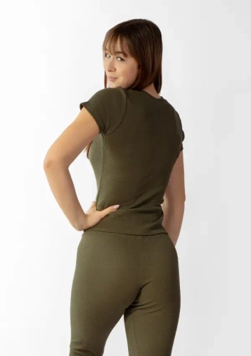 Halima Bluzka damska prążkowana Dkaren - khaki