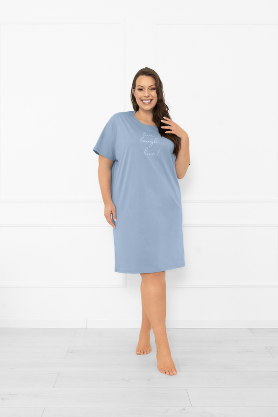 Koszula nocna damska Ksara – krótki rękaw, bawełna Italian Fashion - stalowy