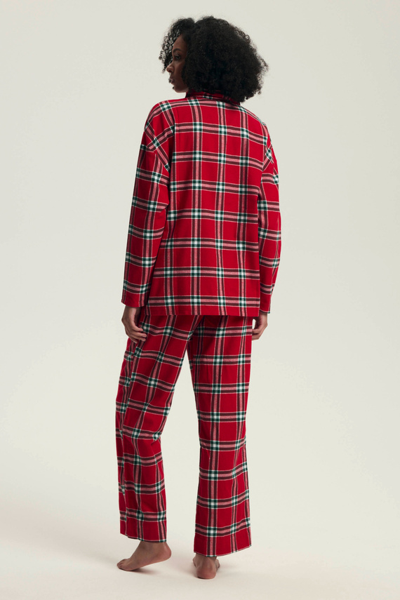 43716 Dalisa Piżama damska Henderson– flanelowa krata, ciepła 100% bawełna