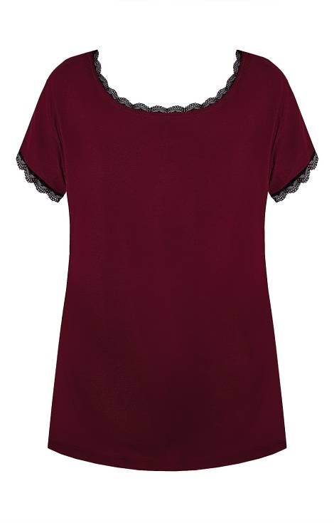 Margot Mix&Match Koszulka Piżamowa Gładka Nipplex - burgund