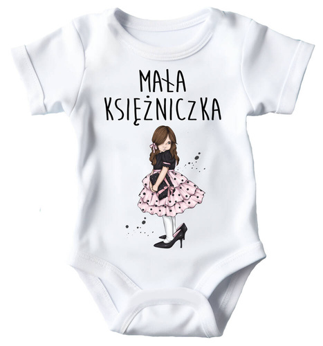 SKU A045 "Mała księżniczka" Body krótki rękaw Moocha biały