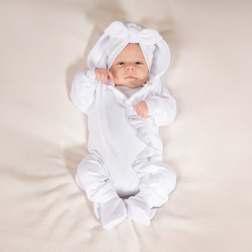 169091 Pajac dresowy dla dziewczynki Nicol  - biały