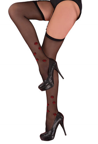 Crimson Lipstick Black 20 DEN Pończochy do paska LivCo Corsetti Fashion  