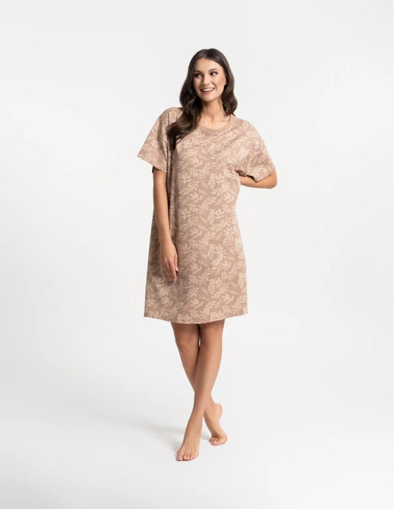 Koszula nocna Moraj PDK2800-006 beżowa – bawełna, oversize, print