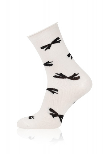 S183D Figaro Skarpetki długie bezuciskowe damskie Italian Fashion – kokardki