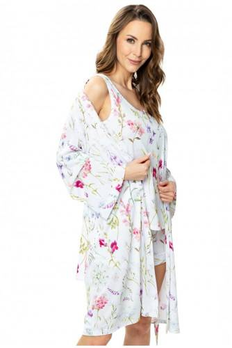 86538 Flores Szlafrok peniuar Mewa druk w kwiaty
