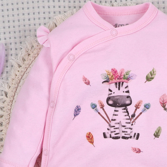 ABN-5539 Pajac niemowlęcy Happy Animals Nini z bawełny organicznej – 100% bezpieczeństwa, bezniklowe napy, polska produkcja