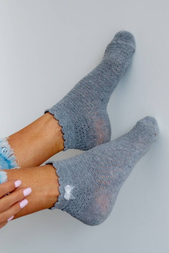 1115 Zakostki Damskie Ażur  Milena-szary