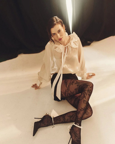 Floral Rajstopy 20 den Gabriella - nero