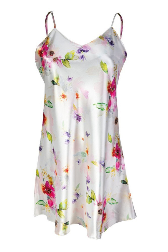 DK-HK Flowers Halka satynowa  koszulka damska DKaren - 10 biały