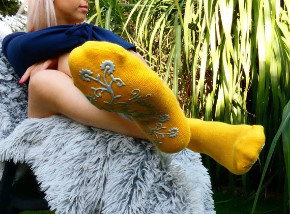 D-051 Skarpety damskie Lady Socks Frotte ABS Bratex miodowy