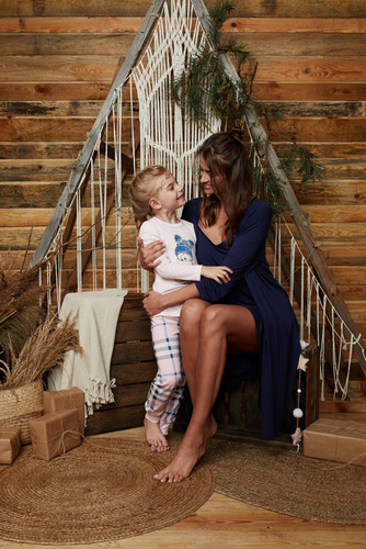 Song Szlafrok Damski 3/4 rękaw Italian Fashion - granatowy