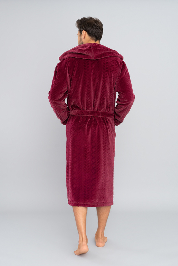 Zygmunt Szlafrok męski z kapturem Italian Fashion- bordowy 