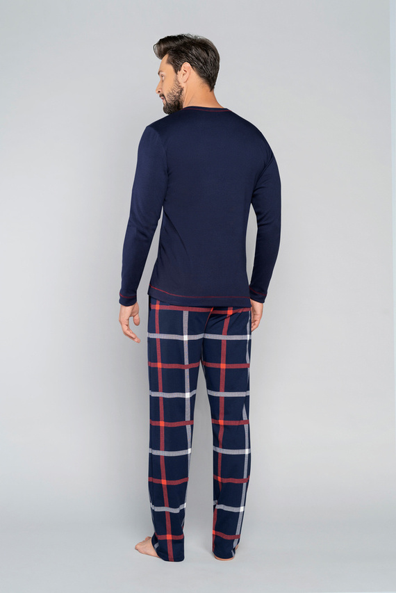 Horton Piżama Męska długi rękaw, długie spodnie Italian Fashion - granatowy/druk
