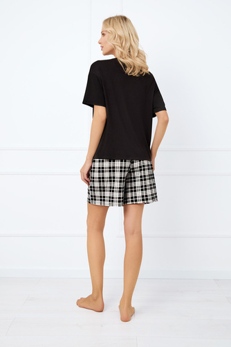 Klara Piżama Damska krótki rękaw, krótkie spodnie Italian Fashion - czarny/druk