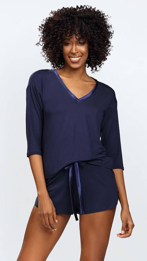 Edith Komplet Piżama Damska DKaren - granatowy