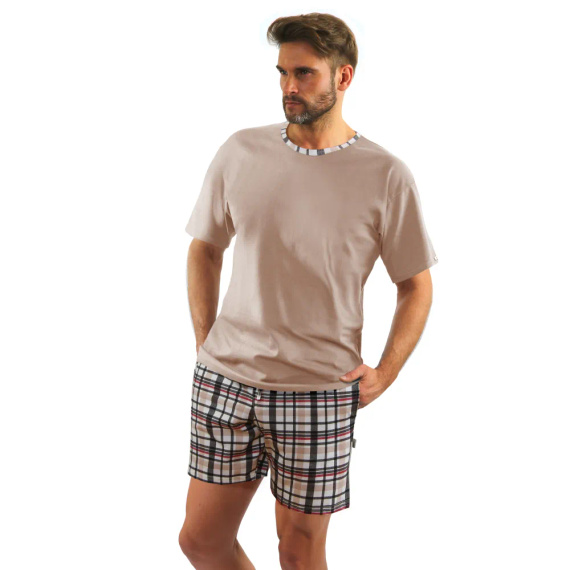 2187/27 Piżama męska krótki rękaw krótkie spodnie Sesto Senso latte