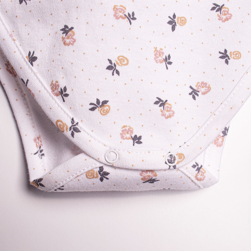 220094 Body bawełniane dla dziewczynki, krótkie rękawy, kwiatowy nadruk – Nicol