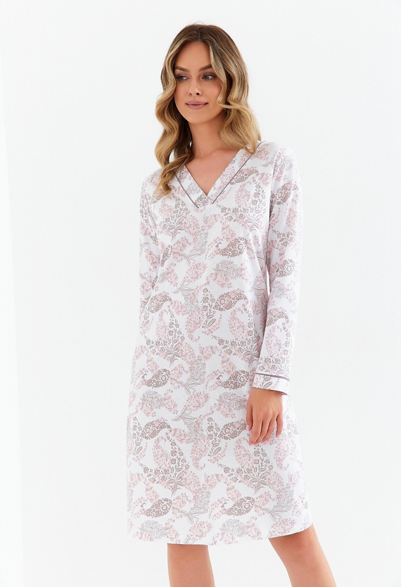 425 Koszula Nocna Cana -biały różowy