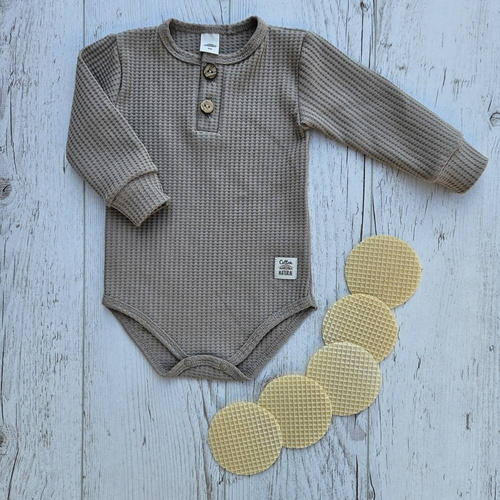 03249DRPS "Waffel Stone" Body polo z długim rękawem Makoma stone