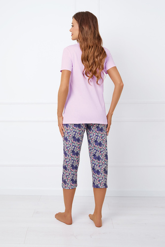 Carbonia Piżama Damska krótki rękaw, 3/4 spodnie Italian Fashion - różowy/druk
