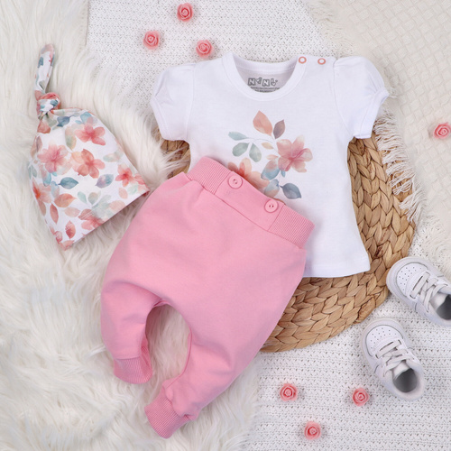 ABN-5422 Kolorowe kwiatki Bluzka z bawełny organicznej Nini biały 